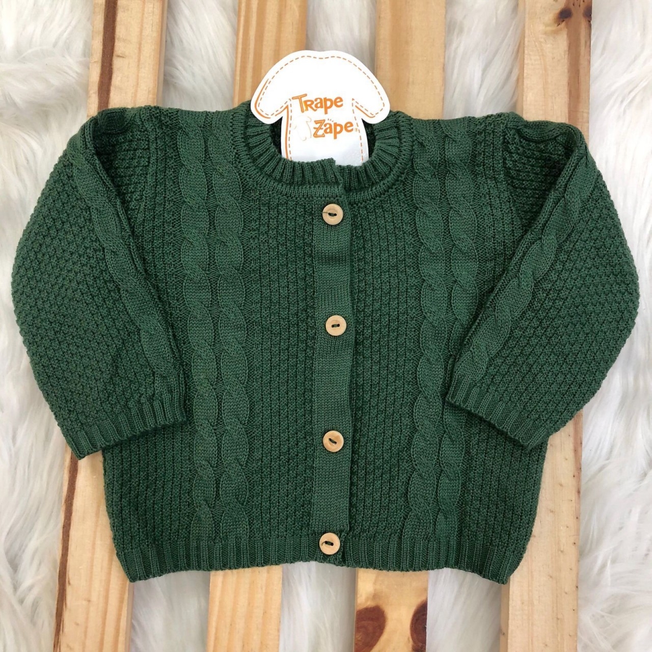   Casaco de linha Trança Verde Militar Plix